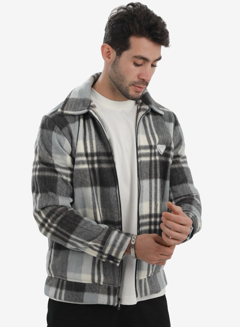 WHITE RABBIT Men’s Plaid Wool Blend Zip Jacket - Image 2